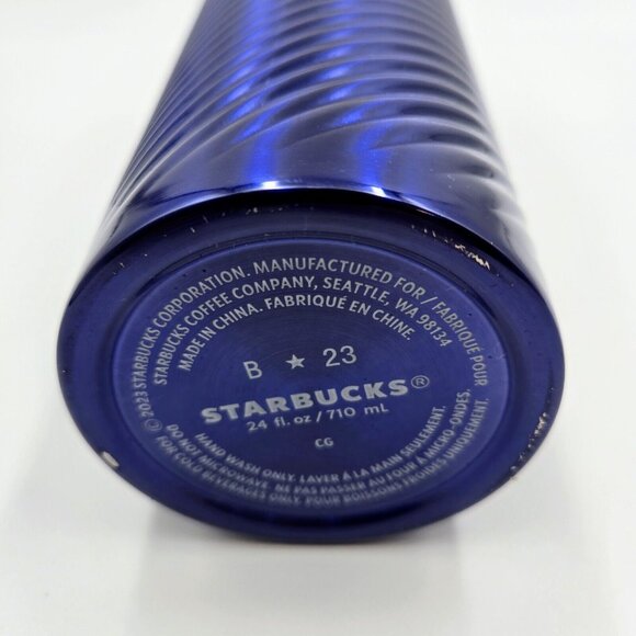 Starbucks Christmas Holiday 2023 Blue Swirl Venti Cold Cup Tumbler 24oz Read - Picture 8 of 12